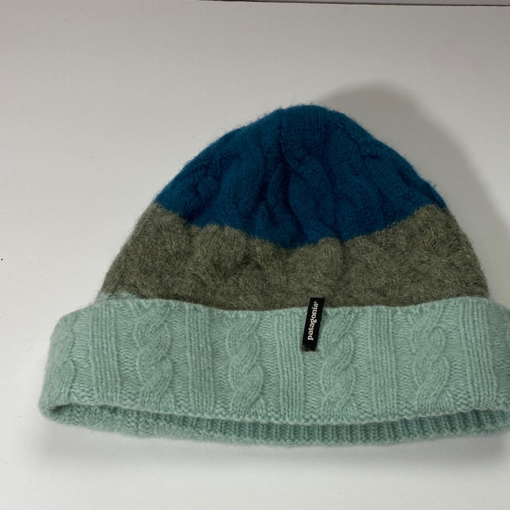 PATAGONIA WOMEN'S ONE Beanie Teal Grey Beanie 80% MERINO WOOL